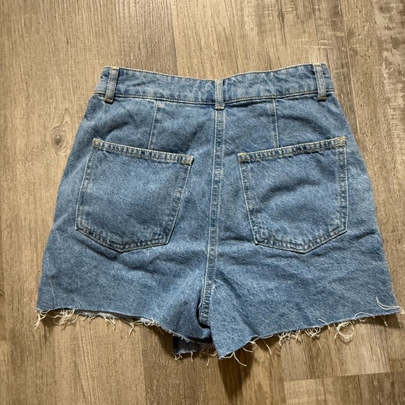 Blue High-Waisted Denim Skorts with Frayed Hem vintage Y2K casual - Picture 3 of 5